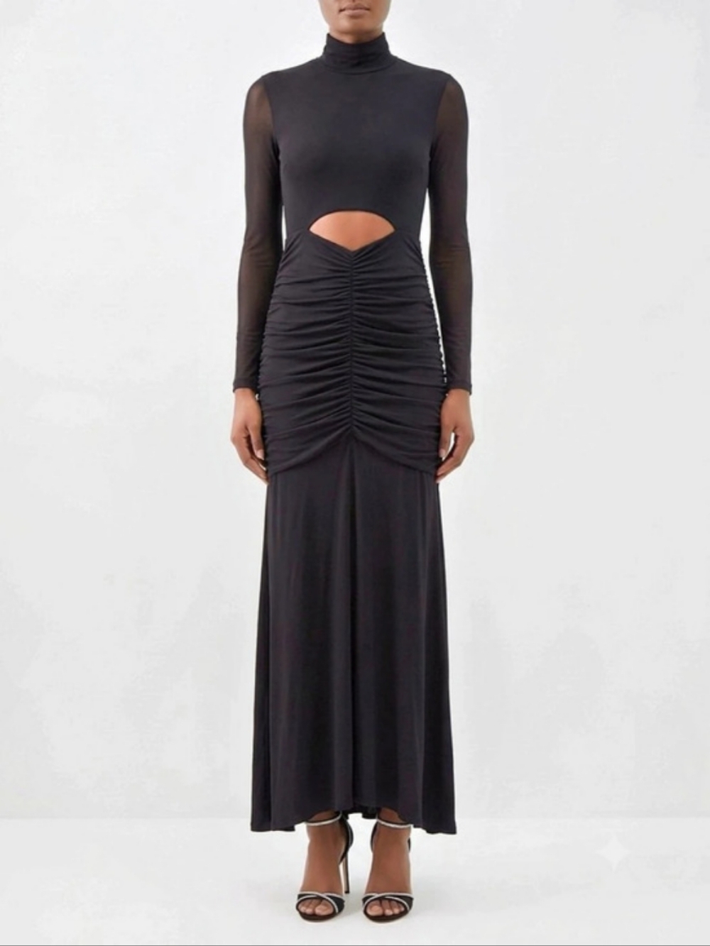 Runaway Ruched Maxi Dress Black Size Large NWT